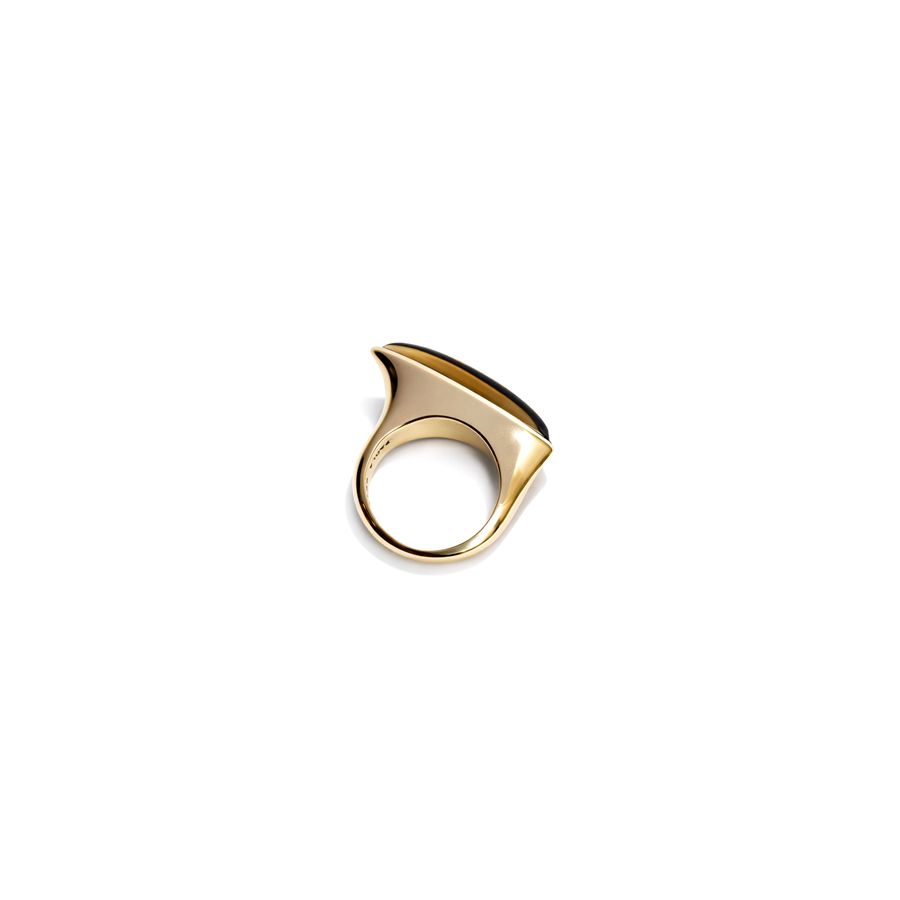 Anello in bronzo con navetta color cognac AURUM | AN1 NAV BROQRZ COGNAC